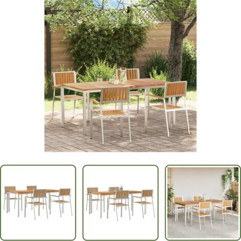 Tavolo da pranzo esterno -  Set da pranzo per esterni 5 pcs Marrone Legno di teak solido