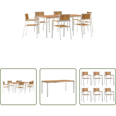 Tavolo da pranzo esterno -  Set da pranzo per esterni 7 pcs Legno di Acacia Massello