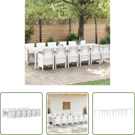 Tavolo da pranzo esterno -  Set da Pranzo per Giardino 13 pcs Bianco Rattan Polt