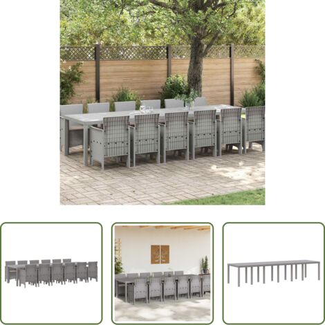 Tavolo da pranzo esterno -  Set da Pranzo per Giardino 13 pcs Grigio chiaro Rattan Polt