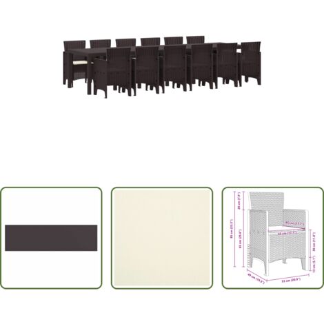 Tavolo da pranzo esterno - Set da Pranzo per Giardino 13 pcs Marrone Rattan Polt