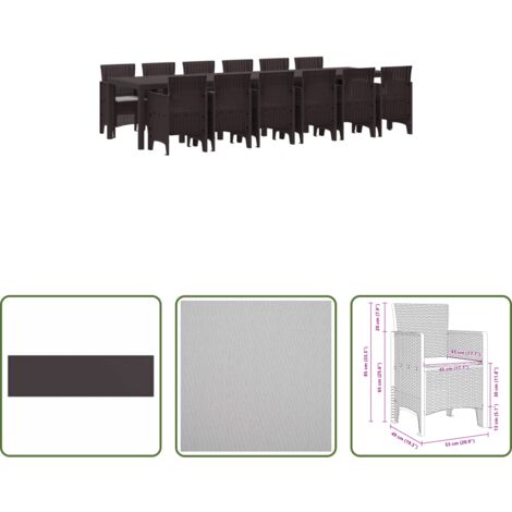 Tavolo da pranzo esterno - Set da Pranzo per Giardino 13 pcs Marrone Rattan Polt