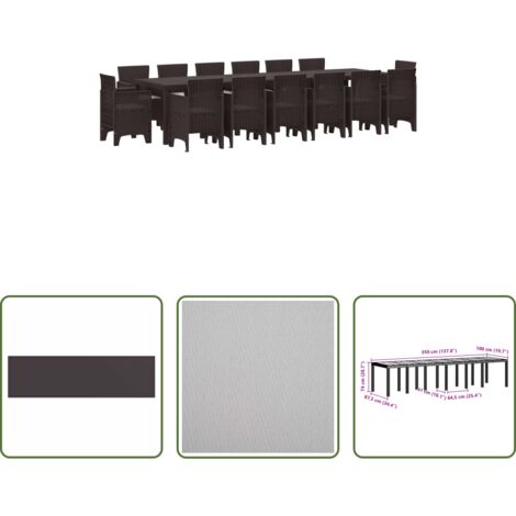 Tavolo da pranzo esterno - Set da Pranzo per Giardino 15 pcs Marrone Rattan Polt