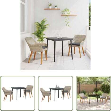 Tavolo da pranzo esterno -  Set da Pranzo per Giardino 3 pcs Grigio chiaro polyrattan