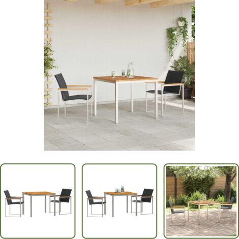 Tavolo da pranzo esterno -  Set da Pranzo per Giardino 3 pcs Legno di Acacia Massello