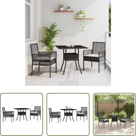 Tavolo da pranzo esterno -  Set da Pranzo per Giardino 3 pcs Nero polyrattan