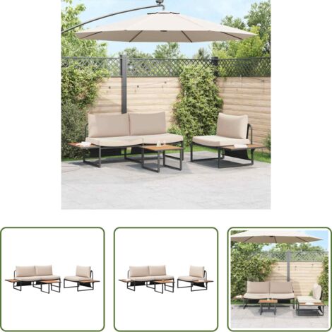 Tavolo da pranzo esterno -  Set da Pranzo per Giardino 3 pcs Talpa Acciaio