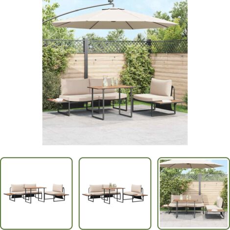 Tavolo da pranzo esterno -  Set da Pranzo per Giardino 3 pcs Talpa Acciaio