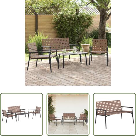 Tavolo da pranzo esterno -  Set da Pranzo per Giardino 4 pcs Marrone polyrattan