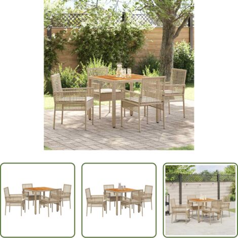 Tavolo da pranzo esterno -  Set da Pranzo per Giardino 5 pcs Beige polyrattan