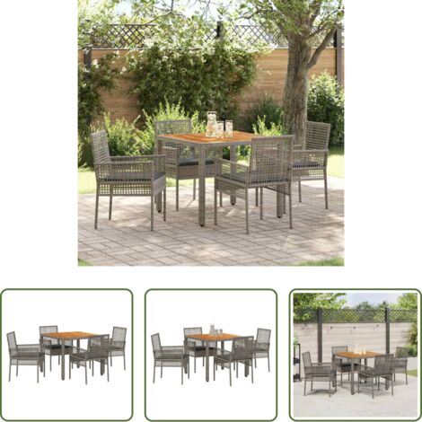 Tavolo da pranzo esterno -  Set da Pranzo per Giardino 5 pcs Grigio polyrattan