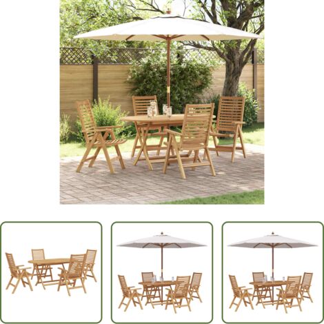 Tavolo da pranzo esterno -  Set da Pranzo per Giardino 5 pcs Marrone Legno di teak solido