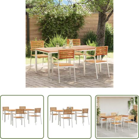 Tavolo da pranzo esterno -  Set da Pranzo per Giardino 5 pcs Marrone Legno di teak solido