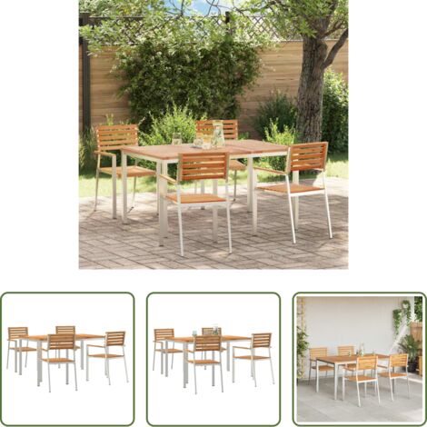Tavolo da pranzo esterno -  Set da Pranzo per Giardino 5 pcs Marrone Legno di teak solido