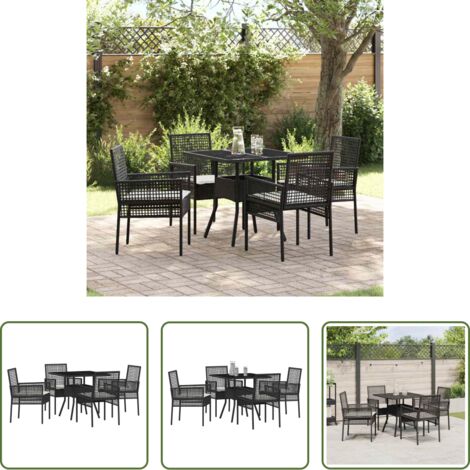 Tavolo da pranzo esterno -  Set da Pranzo per Giardino 5 pcs Nero polyrattan