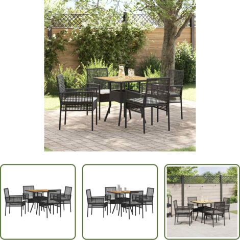 Tavolo da pranzo esterno -  Set da Pranzo per Giardino 5 pcs Nero polyrattan