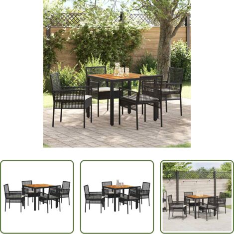 Tavolo da pranzo esterno -  Set da Pranzo per Giardino 5 pcs Nero polyrattan