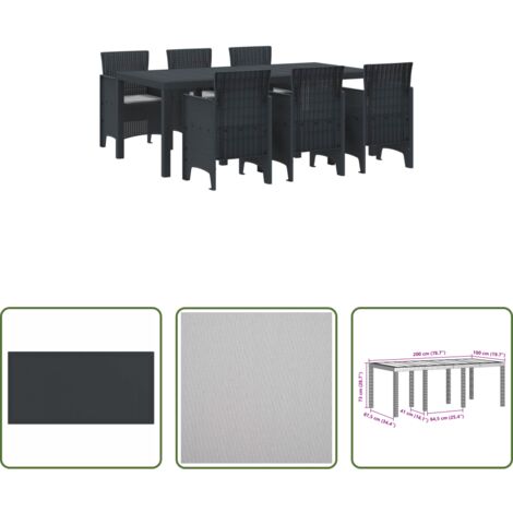 Tavolo da pranzo esterno -  Set da Pranzo per Giardino 7 pcs Antracite Polipropilene