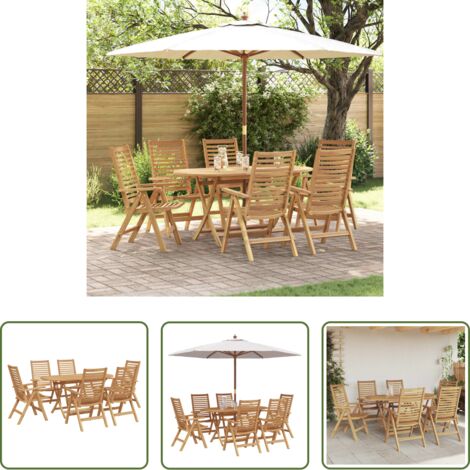 Tavolo da pranzo esterno -  Set da Pranzo per Giardino 7 pcs Marrone Legno di teak solido