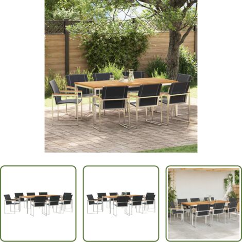 Tavolo da pranzo esterno -  Set da Pranzo per Giardino 9 pcs Legno di Acacia Massello