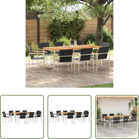 Tavolo da pranzo esterno -  Set da Pranzo per Giardino 9 pcs Marrone Legno di teak solido