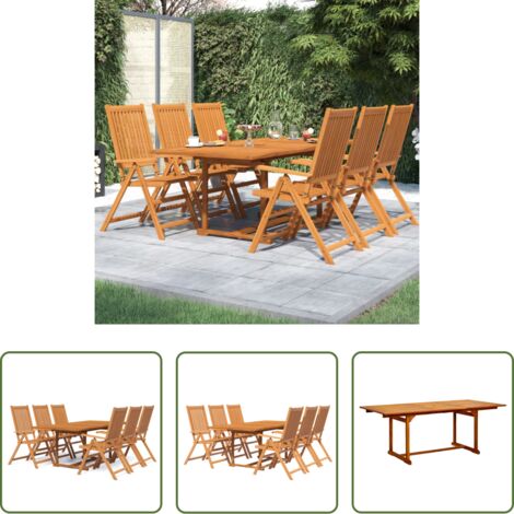 Tavolo da pranzo esterno -  Set Mobili da Pranzo da Giardino 7 pz Legno Massello di Acacia 150-200 cm