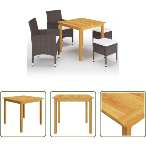 Tavolo da pranzo esterno -  Set Mobili da Pranzo per Giardino 5 pz Marrone