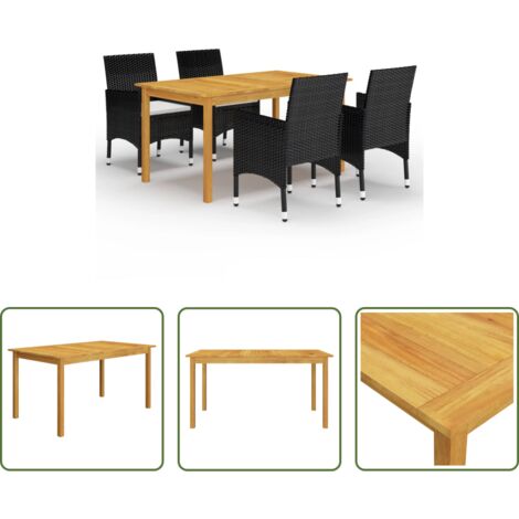 Tavolo da pranzo esterno -  Set Mobili da Pranzo per Giardino 5 pz Nero