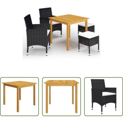 Tavolo da pranzo esterno -  Set Mobili da Pranzo per Giardino 5 pz Nero