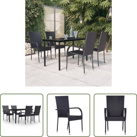 Tavolo da pranzo esterno -  Set Mobili da Pranzo per Giardino 5 pz Nero
