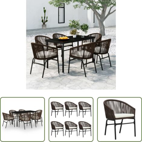 Tavolo da pranzo esterno -  Set Mobili da Pranzo per Giardino 7 pz Marrone