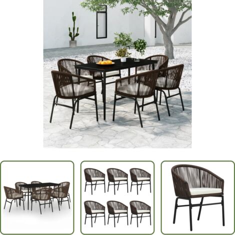 Tavolo da pranzo esterno -  Set Mobili da Pranzo per Giardino 7 pz Marrone