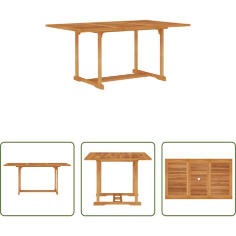 Tavolo da pranzo esterno -  Tavolo da Giardino 150x90x75 cm in Legno Massello di Teak