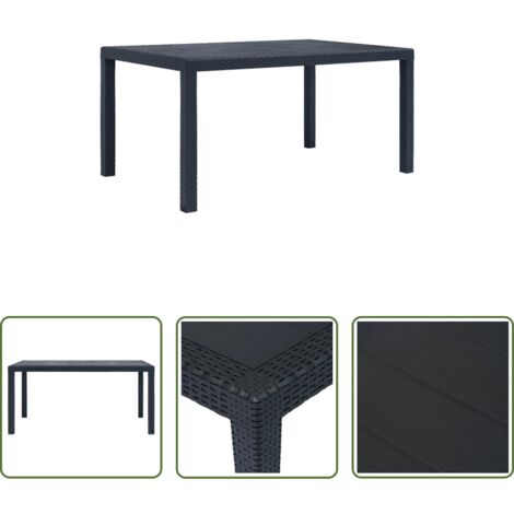Tavolo da pranzo esterno -  Tavolo da Giardino Antracite 150x90x72 cm Plastica Stile Rattan