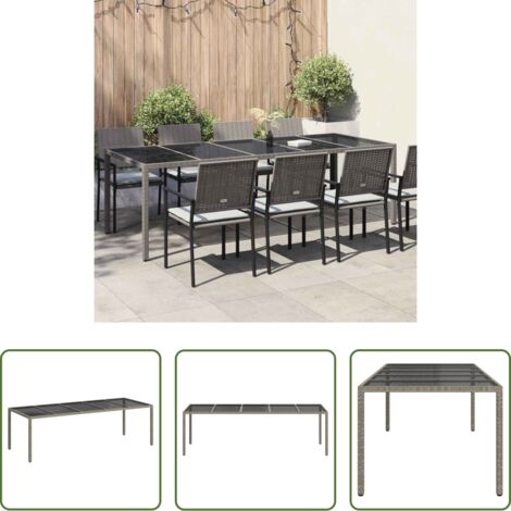 Tavolo da pranzo esterno -  Tavolo da Giardino Grigio 250 x 100 x 75 cm polyrattan