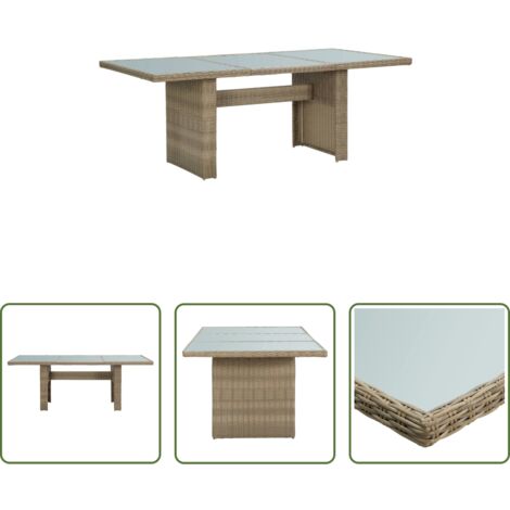 Tavolo da pranzo esterno -  Tavolo da Giardino Marrone 200x100x74 cm in Vetro e Polyrattan