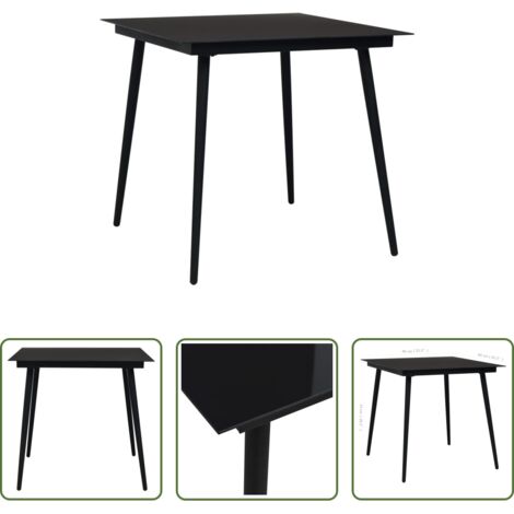 Tavolo da pranzo esterno -  Tavolo da Giardino Nero 80x80x74 cm in Acciaio e Vetro