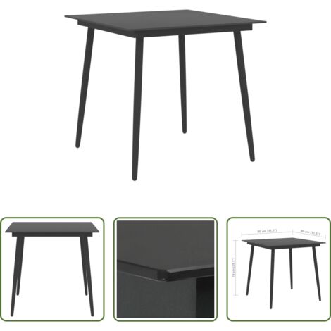 Tavolo da pranzo esterno -  Tavolo da Giardino Nero 80x80x74 cm in Acciaio e Vetro