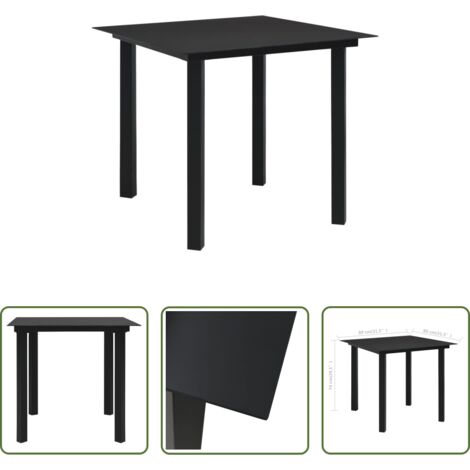 Tavolo da pranzo esterno -  Tavolo da Giardino Nero 80x80x74 cm in Acciaio e Vetro