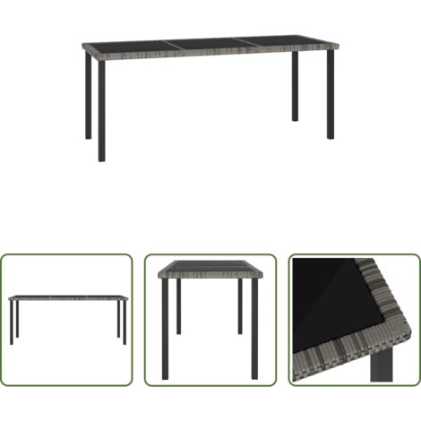 Tavolo da pranzo esterno - Tavolo da Pranzo da Giardino Grigio 180x70x73 cm in Polyrattan