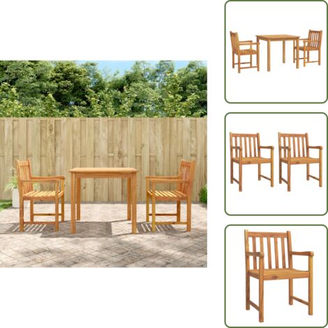 Tavolo da pranzo esterno - vidaXL Set da Pranzo per Giardino 3 pz in Legno Massello di Acacia - Sedie da giardino