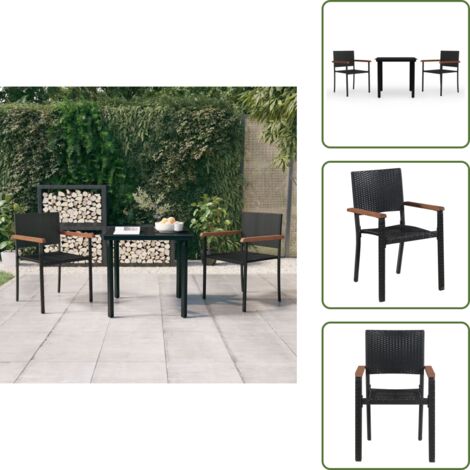 Tavolo da pranzo esterno - vidaXL Set Mobili da Pranzo per Giardino 3 pz Nero - Sedie da patio