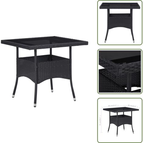 Tavolo da pranzo esterno - vidaXL Tavolo da Pranzo per Giardino in Polyrattan Nero e Vetro - Tavolo da pranzo per patio