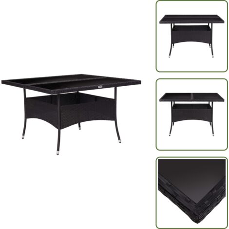Tavolo da pranzo esterno - vidaXL Tavolo da Pranzo per Giardino Nero in Polyrattan e Vetro - Tavolo da pranzo nero
