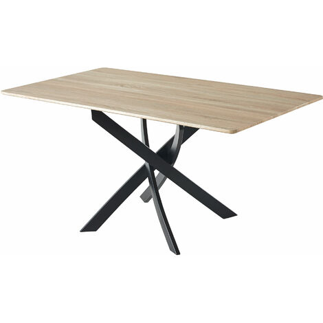 Tavolo da pranzo fisso, soggiorno, modello ZEN, colore Rovere, gambe metalliche, misura 140x80x75cm di altezza.