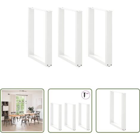 Tavolo da pranzo -  Gambe per tavolo da pranzo a forma di U 3 pz bianche 70x(72-73) cm in acciaio