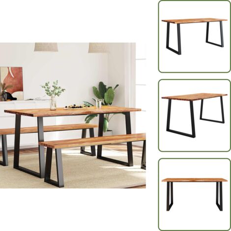 Tavolo da pranzo in acacia - vidaXL Tavolo da Pranzo Bordi Vivi 160x80x75 cm Legno Massello Acacia -
