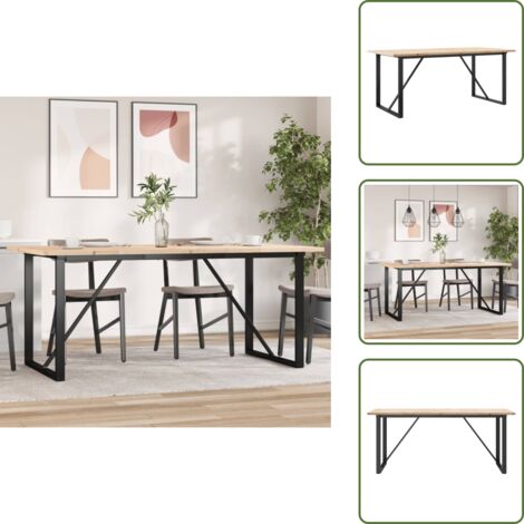 Tavolo da pranzo in acciaio - vidaXL Tavolo da Pranzo Telaio a O 180x90x75,5 cm Legno Pino e Acciaio - Tavolo da pranzo in legno massello