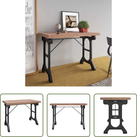 Tavolo da pranzo in ferro -  Tavolo da Pranzo 110x65x82cm in Legno Massello di Abete e Ferro