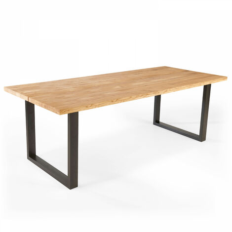 tavolo da pranzo allungabile in legno di Sheesham / palissandro  140-22x90x76 grigio scuro oliato NATURE GREY #303